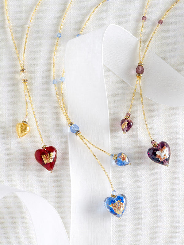 Two of Hearts Venetian Glass Necklace