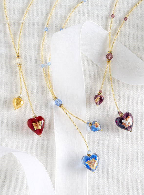 Two of Hearts Venetian Glass Necklace