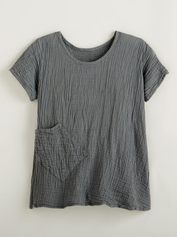 Crinkle Cotton Trapeze Tee