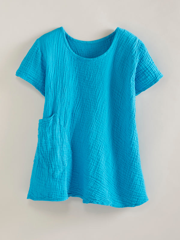 Crinkle Cotton Trapeze Tee