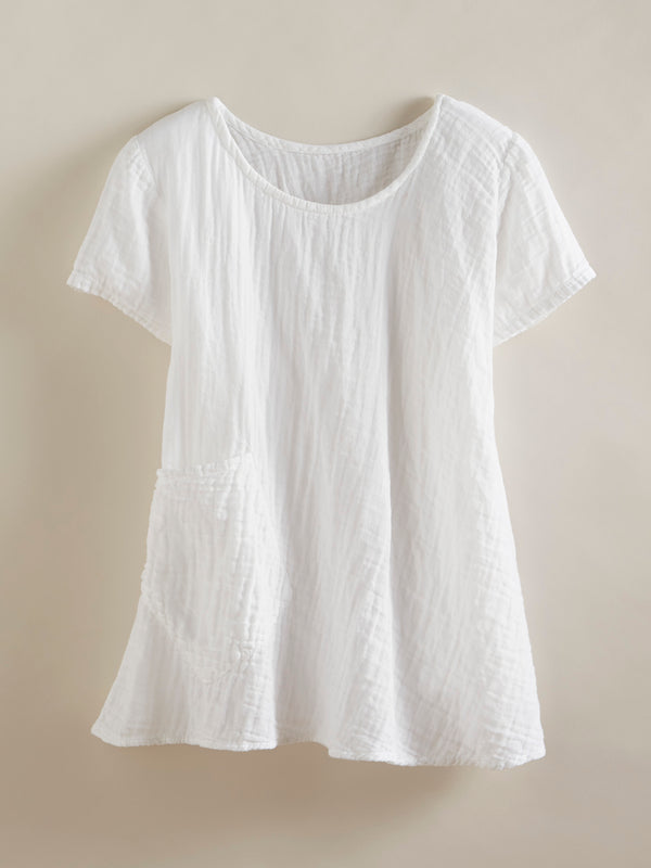 Crinkle Cotton Trapeze Tee