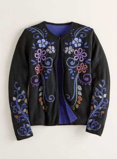 Jacobean Jacquard Reversible Cardigan