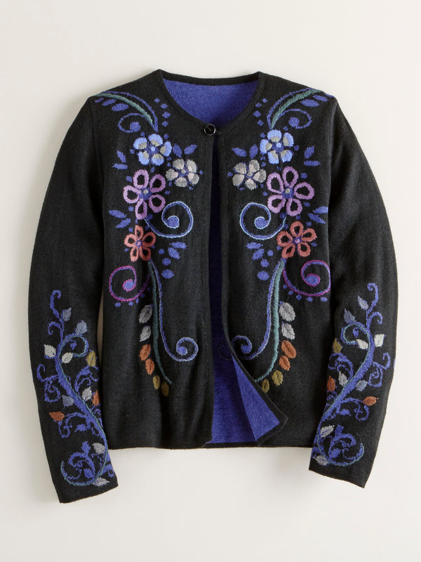 Jacobean Jacquard Reversible Cardigan