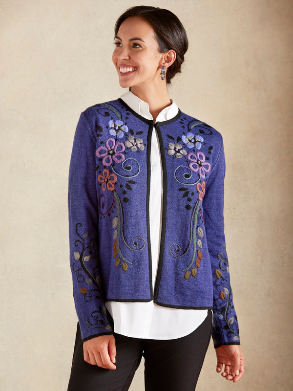 Jacobean Jacquard Reversible Cardigan