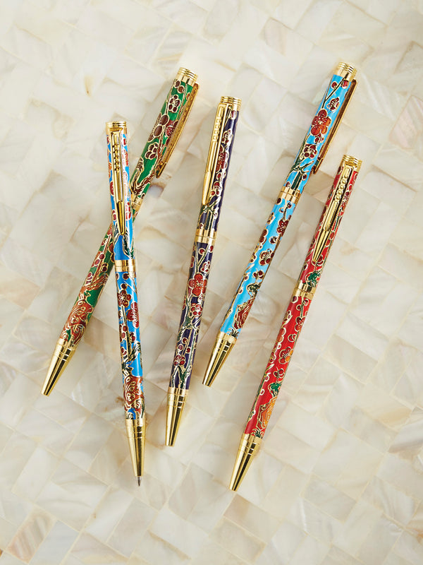 Floral Cloisonné Pens - Set of 5