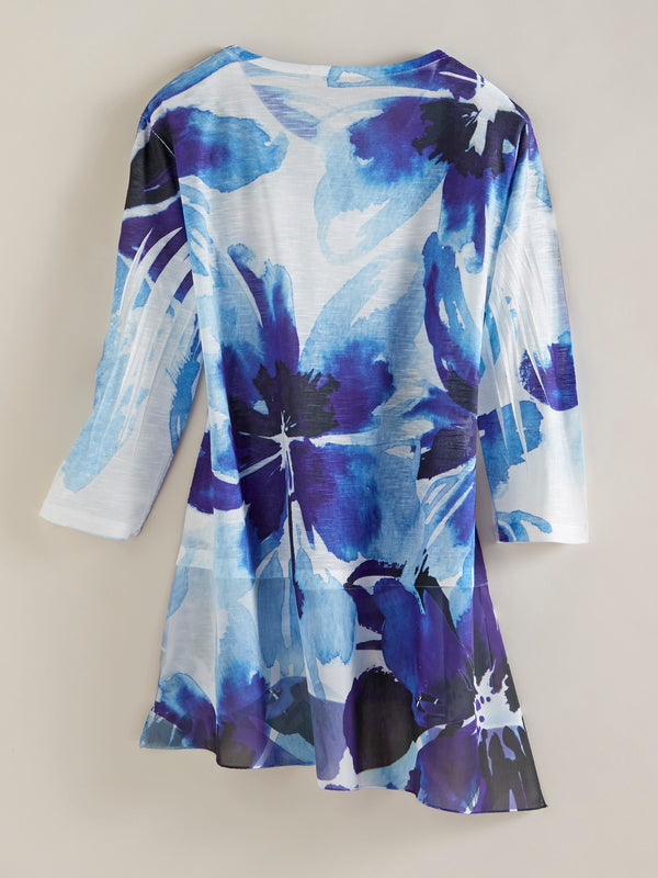 Cobalt Blooms High-Low Tunic