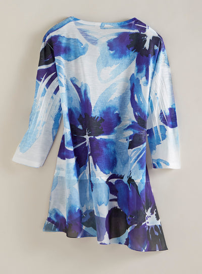 Cobalt Blooms High-Low Tunic