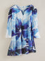 Cobalt Blooms High-Low Tunic