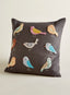 Indian Songbird Embroidered Throw Pillows