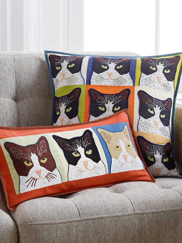 Cat's Meow Embroidered Pillows