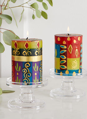 Golden Glow Hand-painted Pillar Candles