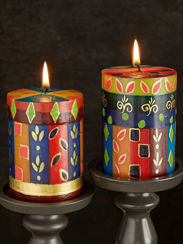 Golden Glow Hand-painted Pillar Candles