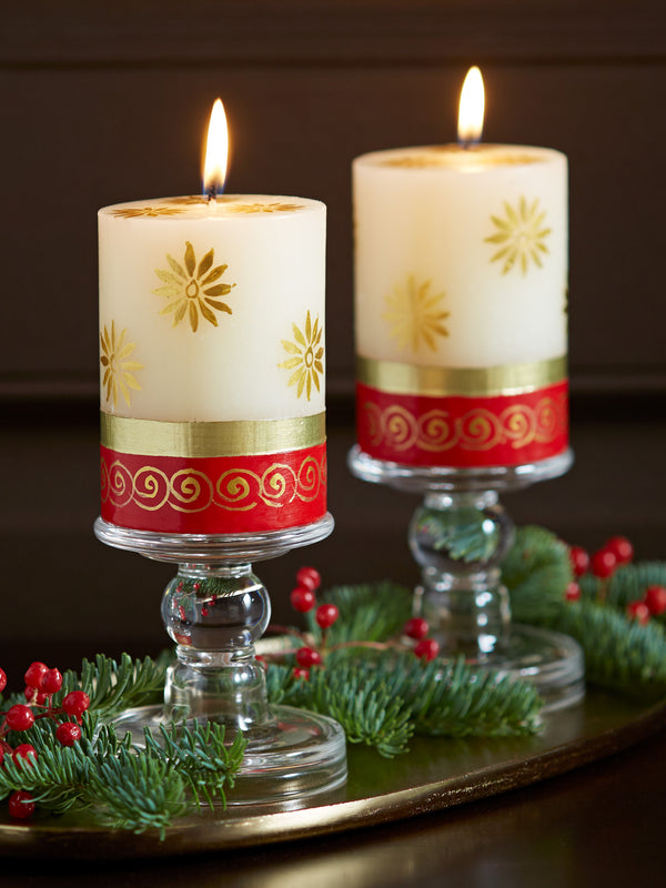 Festive Sun Hand-painted Pillar Candle