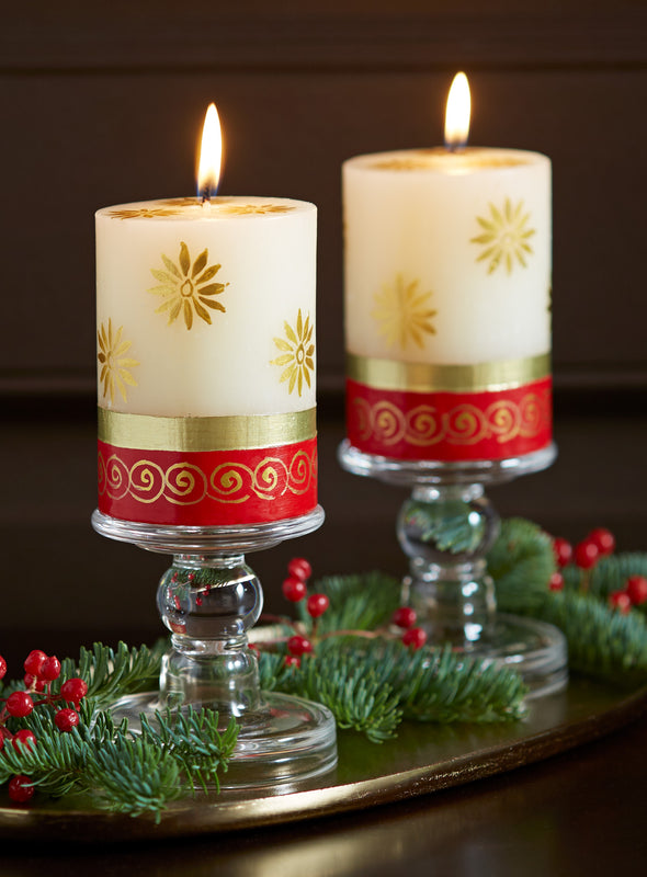 Festive Sun Hand-painted Pillar Candle