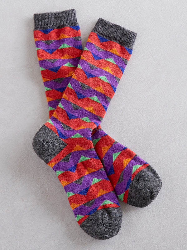 Cozy Alpaca Zig Zag Socks