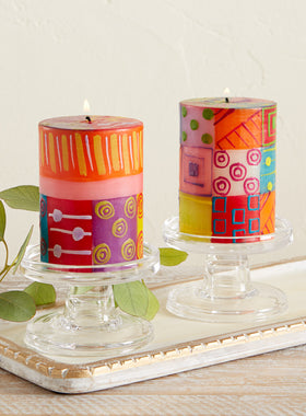 Spark of Color Hand-painted Pillar Candles