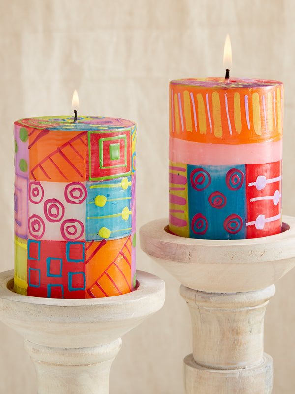 Spark of Color Hand-painted Pillar Candles