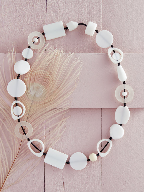 High Impact Modernist Necklace - White