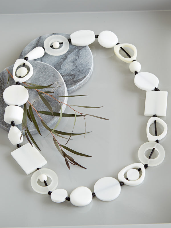 High Impact Modernist Necklace - White