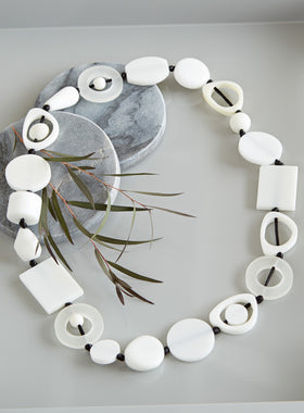 High Impact Modernist Necklace - White