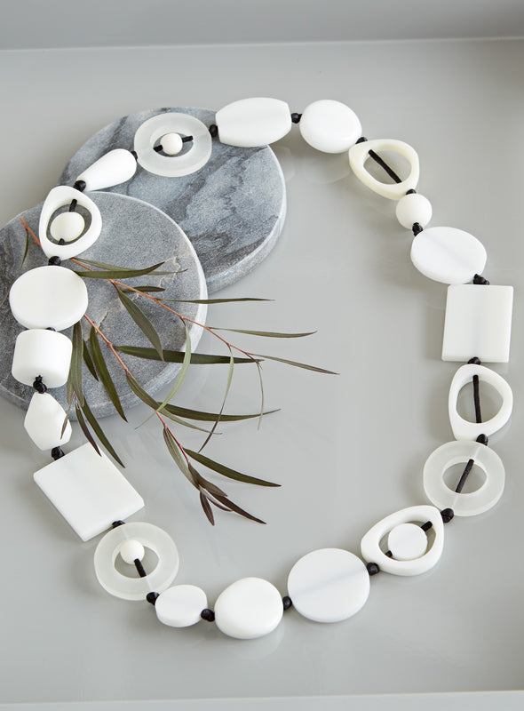 High Impact Modernist Necklace - White