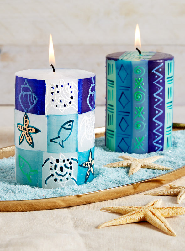 Seaside Splendor Hand-painted Pillar Candles