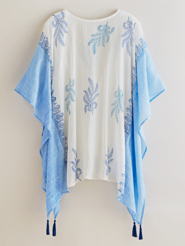 Hand-printed Fern Cotton Caftan Top