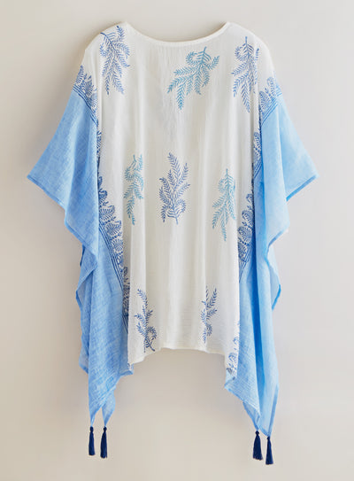 Hand-printed Fern Cotton Caftan Top