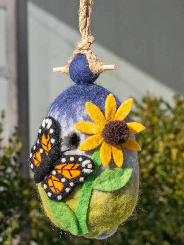 Migrating Monarch Hand-Felted Birdhouse