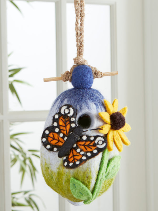 Migrating Monarch Hand-Felted Birdhouse