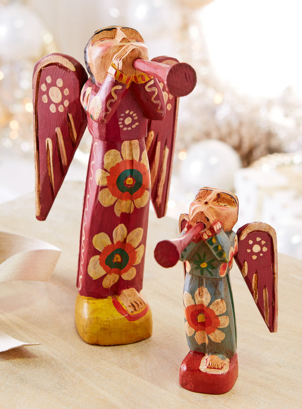 Floral Folk Art Angels - Set of Both