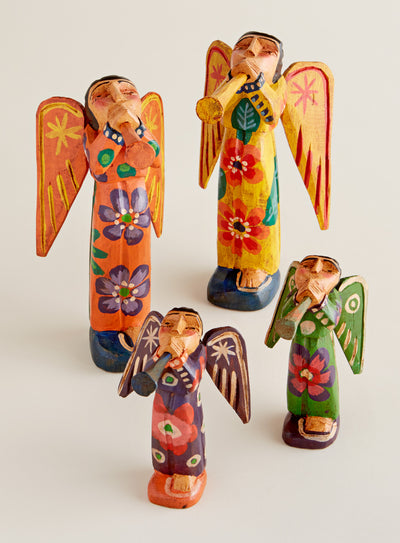 Floral Folk Art Angels - Set of Both