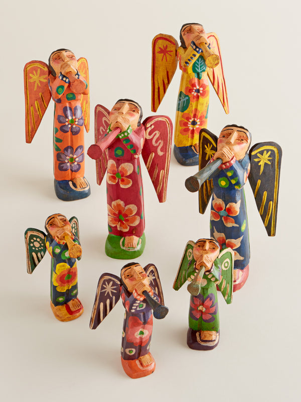 Floral Folk Art Angels - Set of Both