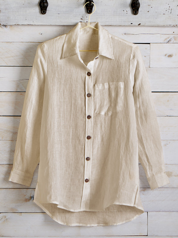 Algarve European Linen Long-sleeve Shirt FINAL SALE (No Returns)