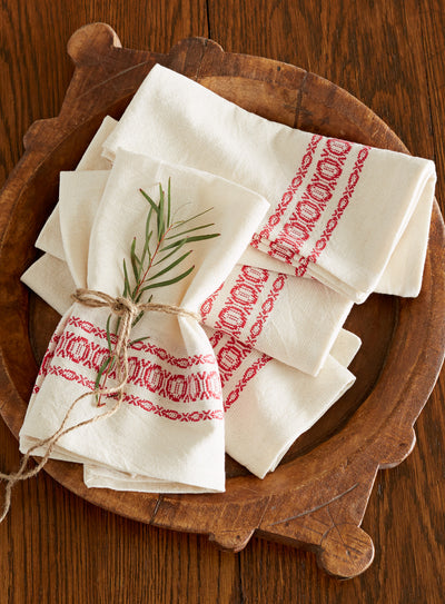 Heritage Homespun Striped Napkins - Set of 4