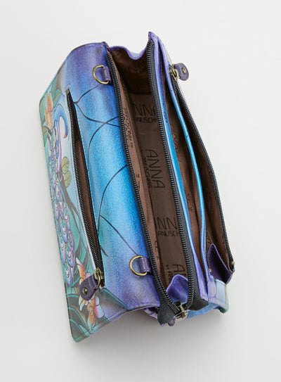 Purple Peacock Hand-painted Wallet Bag