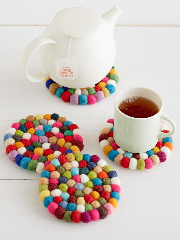 Rainbow Mosaic Round Felt Coasters