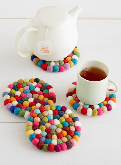 Rainbow Mosaic Round Felt Coasters