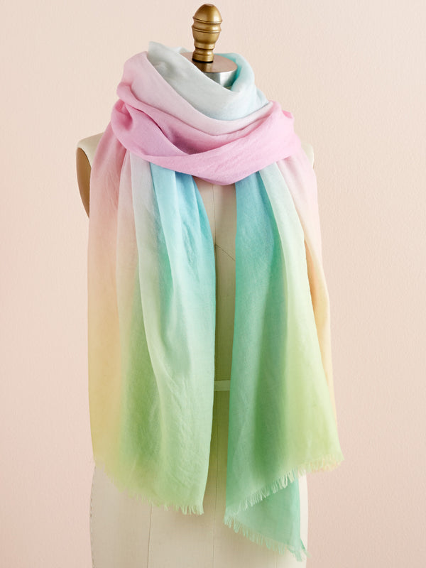 Pastel Rainbow Wool Scarf