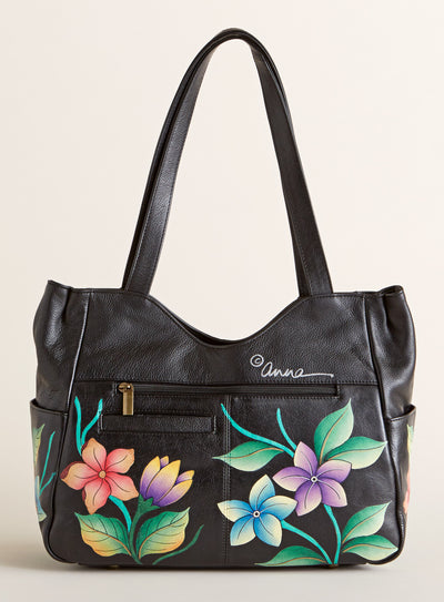 Hummingbirds at Night Hand-Painted Shoulder Bag