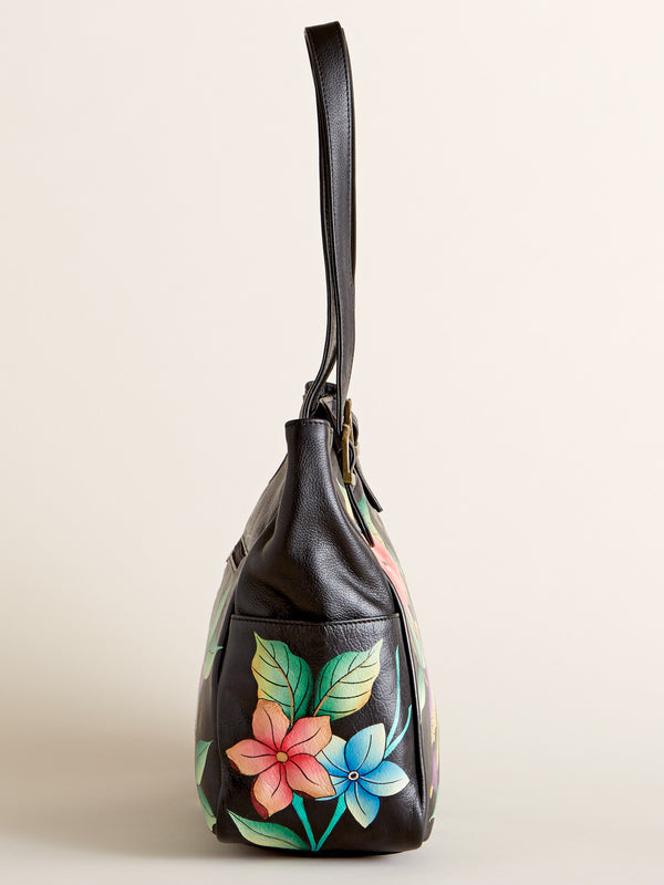 Hummingbirds at Night Hand-Painted Shoulder Bag