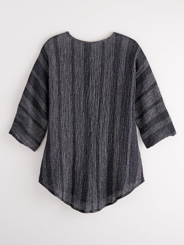 Salt and Pepper Striped Linen Top FINAL SALE (No Returns)