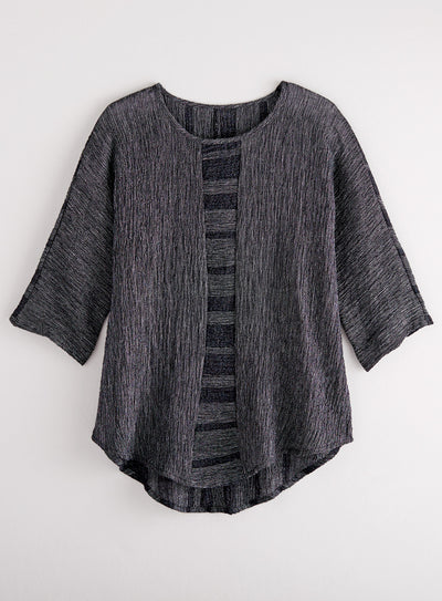 Salt and Pepper Striped Linen Top FINAL SALE (No Returns)