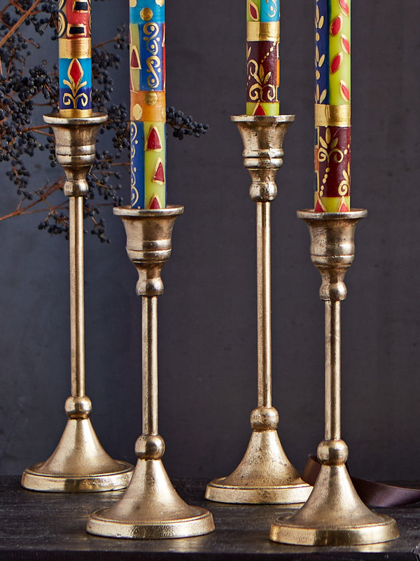 Cast Aluminum Candlesticks - Antiqued Brass