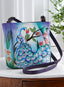 Hand-painted Purple Peacock Crossbody Tote