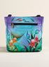 Hand-painted Purple Peacock Crossbody Tote