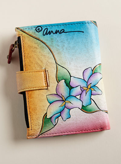 Stained Glass Dragonfly Hand-painted Leather Wallet