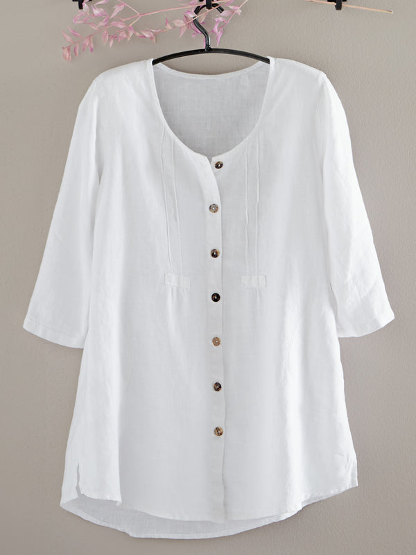 Linen Pintuck Pocket Tunic FINAL SALE (No Returns)