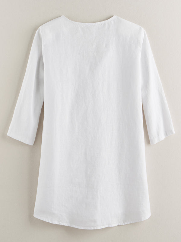 Linen Pintuck Pocket Tunic FINAL SALE (No Returns)