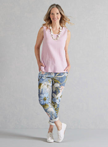 Favorite Fit Floral Cotton Terry Pants